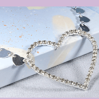 Collar baño de plata con corazones y corazón central con circones, 36 cm de largo más alargue de 5 cm