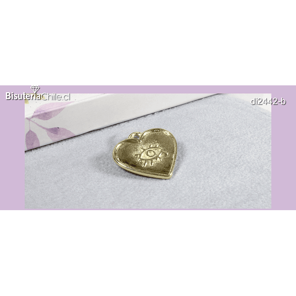 Colgante baño de oro corazón, 20 x 19 mm, por unidad   san valentin
