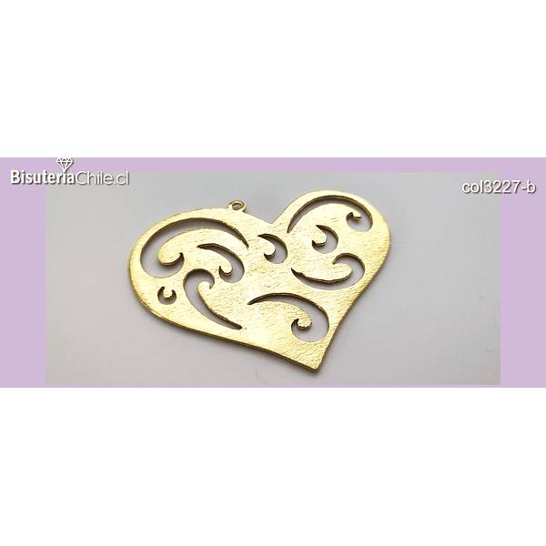 Hermoso Colgante Corazón baño de oro, 70 x 53 mm, por unidad