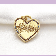 Colgante Corazón zirconia baño de oro 18 k, 21 x 20 mm, por unidad