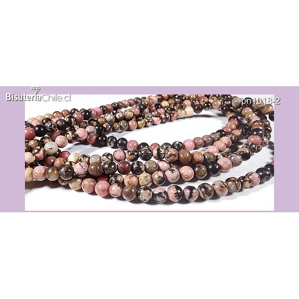 Rodonita 4,5 mm "la piedra del amor", tira de 89 piedras aprox.