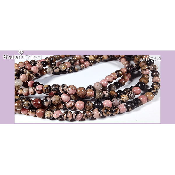 Rodonita 10,3 mm ,tira de 36 piedras aprox