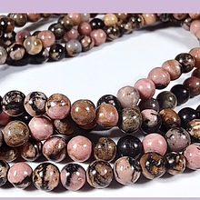 Rodonita 10,3 mm ,tira de 36 piedras aprox