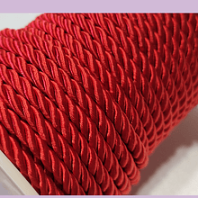 Cordón trenzado de 4 mm, color rojo por metro