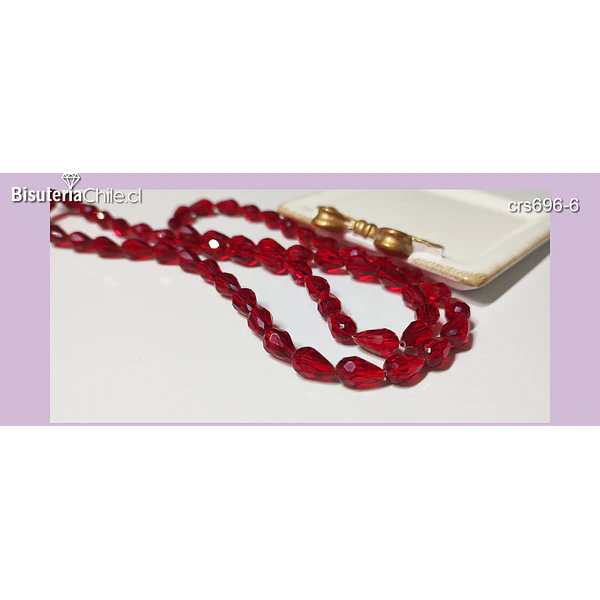Cristal en forma de gota, color rojo, 8 mm por 6 mm, 20 cristales