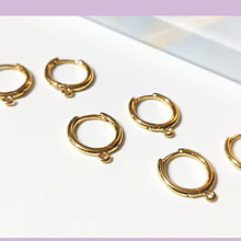 Base aro baño de oro 18 k, color oro medio, 14 mm, por par