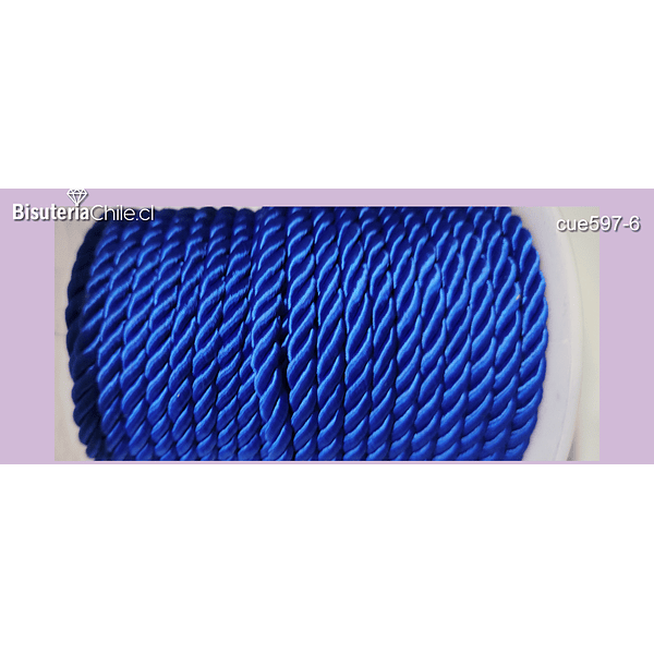 Cordón trenzado de 4 mm, color azul por metro
