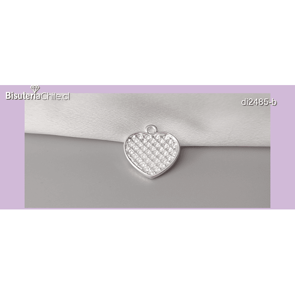 Colgante baño de plata en forma de corazón, 25 x 25 mm, por unidad