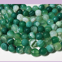Agatas, Agata facetada en tonos verdes de 6 mm, tira de 60 piedras apróx