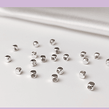 Separador baño de plata 2,5 x 2,5 mm, agujero de 1,8 mm, set de 12 uni