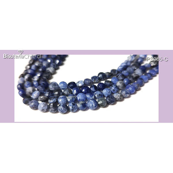 Sodalita en forma de chubi facetada, de 6 mm, set de 28 unidades