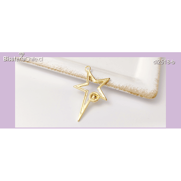 Colgante estrella baño de oro, 34 x 21 mm, por unidad