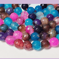 Agatas, Agata facetada multicolor de 6 mm, tira de 63 piedras apróx