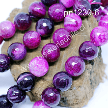 Agata 14 mm en tonos fucsias, tira de 13 unidades