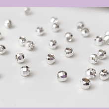 separador baño de plata, facetado 3 mm,, agujero de 1,5 mm, set de 1 grs. (15 unidades aprox)