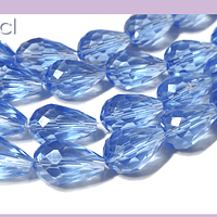 Cristal en forma de gota, color celeste, 15mm por 12 mm, 10 cristales