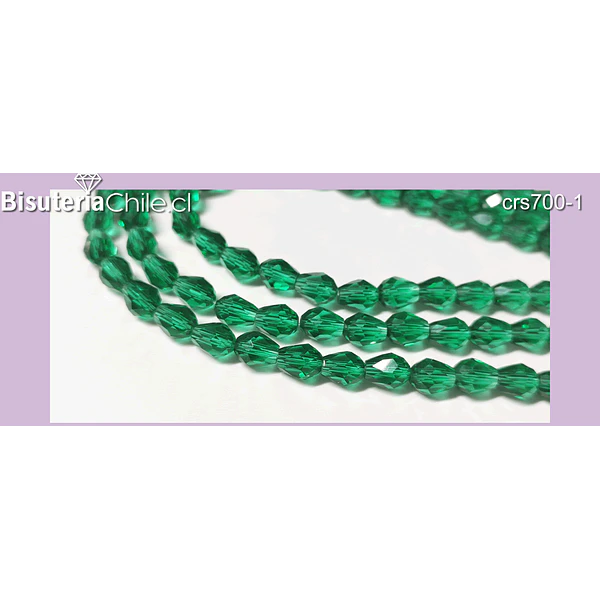 Cristal en forma de gota, color verde, 8 mm por 6 mm, 20 cristales