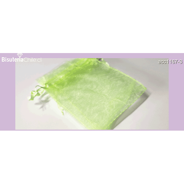 Bolsa de organza verde  limón, 9 x 12 , set de 10 unidades