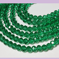 Cristal de 4 mm color verde, tira de 120 cristales aprox