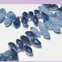 cristal en forma de gota, facetado color celeste matizado, 13 mm de largo por 6 mm de ancho, set de 10 unidades