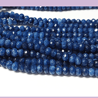 Agatas, Agata rondell azul de 4 mm, tira de 115 piedras aprox