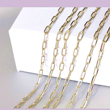 Cadena Baño de oro, eslabón de 6 x 3 mm, por medio metro