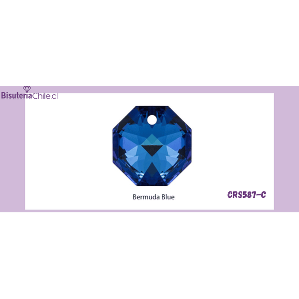 Cristal colgante corte hexagonal, azul, 14 mm, con agujero superior para colgar, por unidad