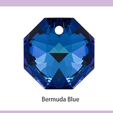 Cristal colgante corte hexagonal, azul, 14 mm, con agujero superior para colgar, por unidad