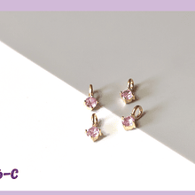 Dije circón rosado con baño de oro 18 k, 10 x 5 mm, set de 2 unidades