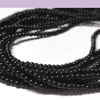 Perla de vidrio color negro 4 mm tira de 250 perlas aprox