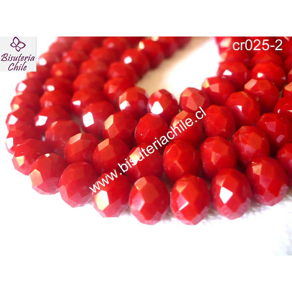 Cristal cristales rojo   8 mm de ancho por x 6 mm 65 unidades