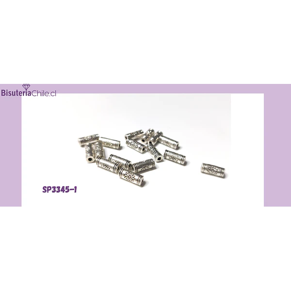Separador plateado con diseño, 10 x 4 mm, agujero de 2 mm, set de 16 unidades