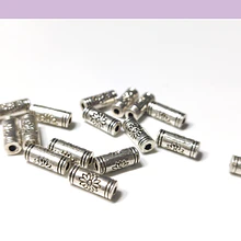 Separador plateado con diseño, 10 x 4 mm, agujero de 2 mm, set de 16 unidades
