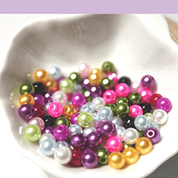 Perla fantasía en tonos multicolor, de 6 mm, set 100 unidades aprox.