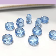 Cristal rondell facetado color azulino, corte original, 10M, x 5 mm, set de 10 unidades