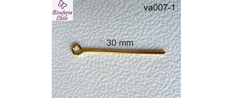 Vastago dorado punta para engarzar  30 mm de largo 20 grs