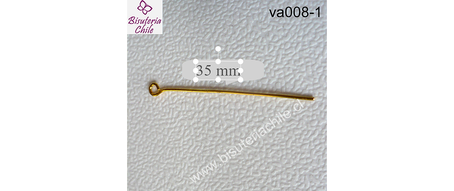 Vastago dorado punta para engarzar  35 mm de largo, 20 grs. aproximadamente