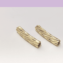 Separador tubo con diseño, baño de oro, 20 x 4 mm, agujero de 3 mm, set de 2 unidades