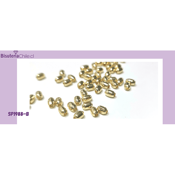 separador baño de oro, color medio, 6 x 3,5 mm, agujero de 2,5 mm, set de 10 unidades