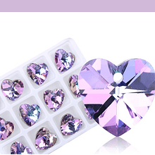 Cristal en forma de corazón color rosa tornasol, 10 x 10 mm, por unidad
