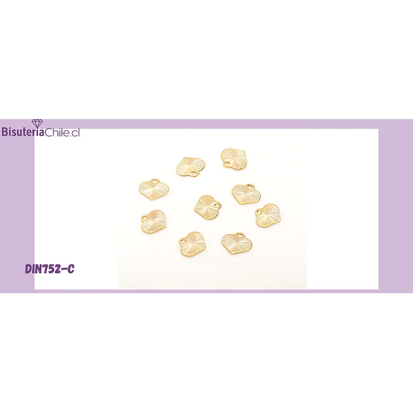 Mini dije baño de oro, 18 k, 7 x 7 mm, set de 3 unidades