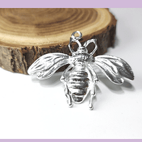 Colgante baño de plata en forma de abeja, 49 x 40 mm, por unidad