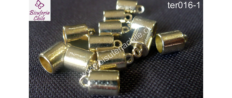 terminal dorado con argolla de enganche 7 mm de largo, 6 mm de ancho y agujero de 5 mm set de 12 unidades