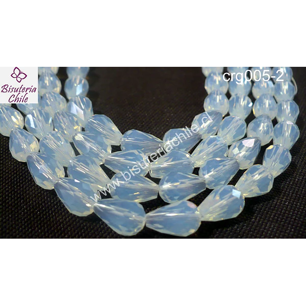 Cristal gota color piedra luna, 12 mm de largo por 8 mm de ancho, set de 10 unidades aprox