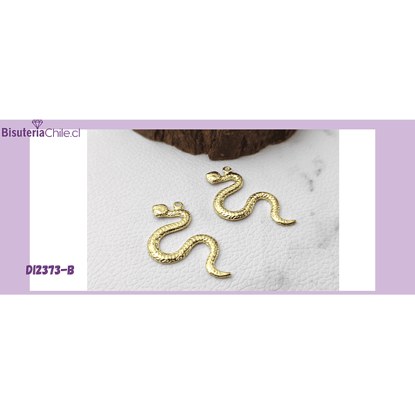 Colgante moda serpiente, baño de oro, 37 x 21 mm, por unidad