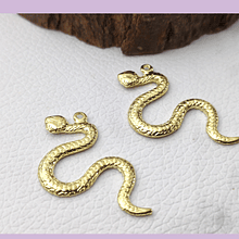 Colgante moda serpiente, baño de oro, 37 x 21 mm, por unidad