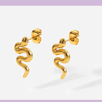 Aro acero baño de oro 18 k, en forma de serpiente, 20 x 10 mm, por par