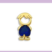 Dije pasador niño circonia baño de oro 18 k, con cristal azul, 13 x 9 mm, por unidad