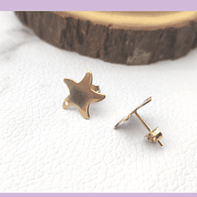 Base de aro baño de oro en forma de estrella de mar, 13 mm, por par
