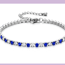 Pulsera de acero inoxidable con circones azules y transparentes, 18 cm más alargue, 2 mm de grosor, por unidad